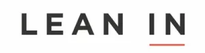 Black text "LEAN IN" with a red underline beneath "IN" on a white background.