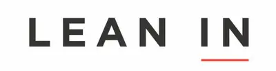 Black text "LEAN IN" with a red underline beneath "IN" on a white background.