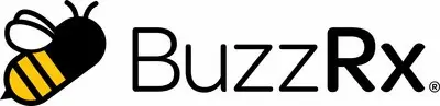 Logo for BuzzRx featuring a stylized bee on the left with the text "BuzzRx" in bold black letters to the right, highlighting their commitment to prescription assistance.