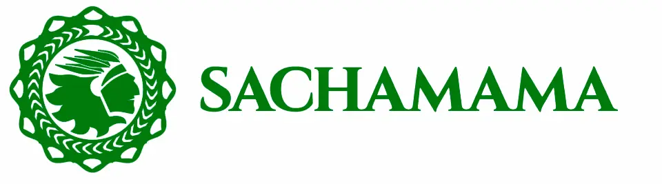 Green logo with a circular emblem featuring a stylized profile of a head with leaves, highlighting awareness of extreme heat and its impact on older adults, next to the word "SACHAMAMA" in bold green uppercase letters on a white background.