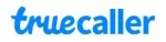 La imagen muestra el logotipo de Truecaller con la palabra "truecaller" escrita en letras azules minúsculas y en negrita sobre un fondo blanco.