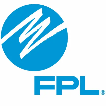 The FPL logo features a blue circle with a white zigzag line inside, above the bold blue letters "FPL" on a white background.
