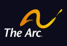 The Arc logo featuring an orange and yellow curved line above the words "The Arc" in white text on a dark background.