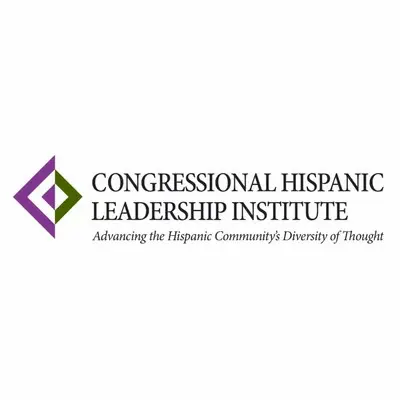 Logo of the Congressional Hispanic Leadership Institute, featuring a purple and green geometric design to the left and the motto “Advancing the Hispanic Community’s Diversity of Thought” underneath the institute’s name.