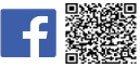 Blue Facebook logo on the left next to a black and white QR code on the right, both displayed on a light gray background.